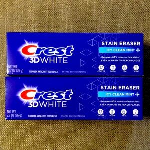 CREST 3D WHITE Stain Eraser Toothpaste Set of 2 Icy Clean Mint